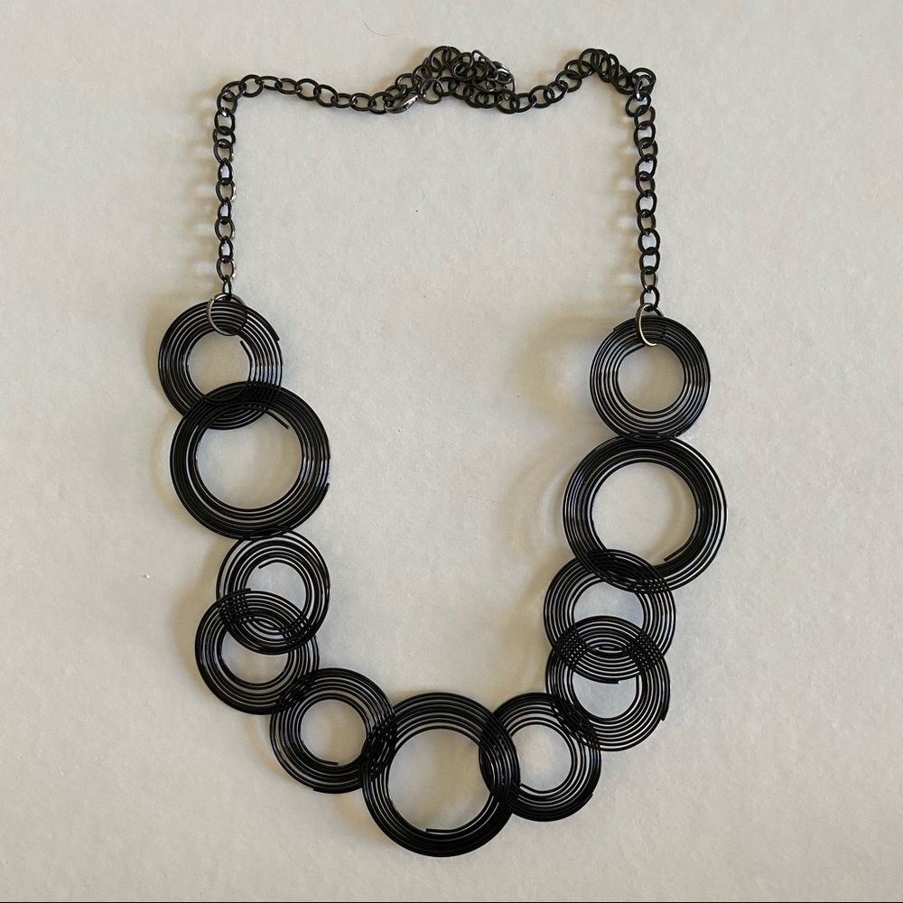 Unique Black Wire Statement Necklace